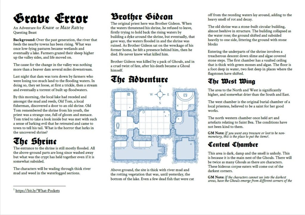 Graves, Knaves and Maze Rats Solo Roleplaying & Game Mastery